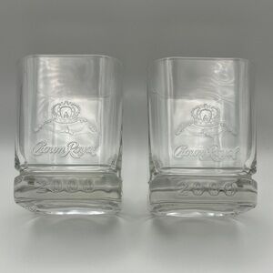 Vtg Crown Royal Millenium Glass Tumblers Set (2)